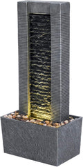 Teamson Home 29.25' Demeter Indoor/Outdoor Modern Waterfall Fountain with LED Lights, Black and Stone Gray