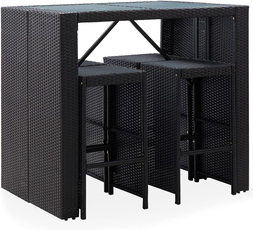 5 Piece Patio Bar Set Poly Rattan and Glass Blackqueen Bed Frame with headboard Queen Size Bed Frame King Size Bed Frame King Platform Bed Frame Metal Bed Frame Queen Size