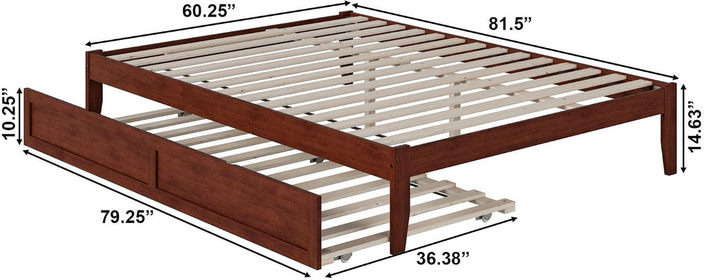 AFI Colorado Queen Size Platform Bed with Twin XL Trundle and Charging Station in Walnut