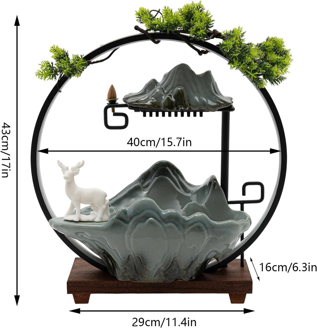 Indoor Tabletop Waterfall Ornament, Rockery Stream Tabletop Fountain, Waterfall Fountain Ornament for Home Office Decor or Home Office Bedroom Decoration