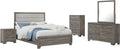 Benzara Reay 5 Piece Queen Bedroom Set with Dressers, Upholstered, Gray Brown