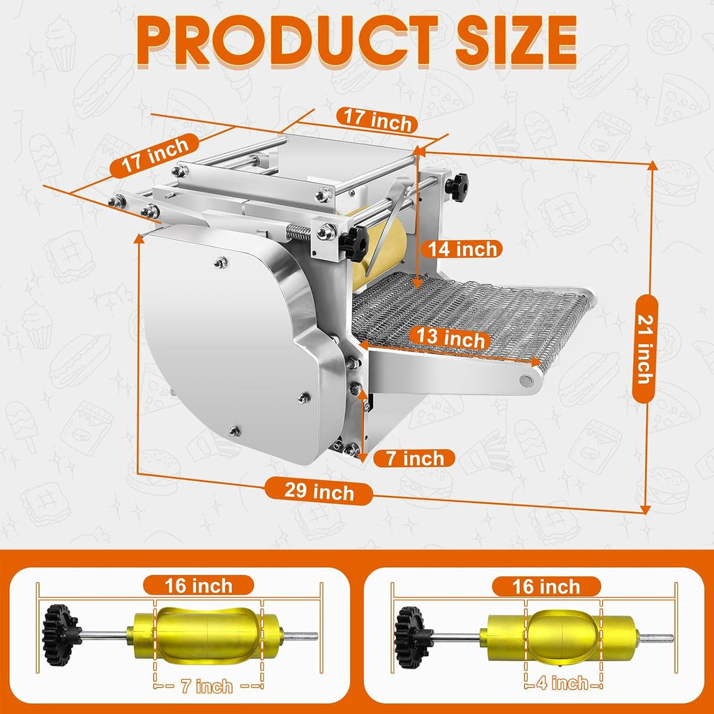 Electric Tortilla Maker with 2 Free Mold (4in+6in), Heavy Duty Commercial Automatic None-Stick Mexico Chapatti Corn Machine 1500-2000pcs/h Suitable for Produce Sopes Gorditas Roti Pita