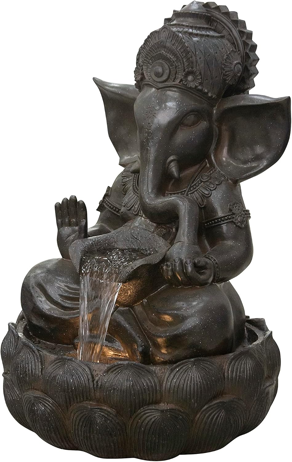 Hi-Line Gift-35 H Ganesha Fountain Outdoor Garden Sculpture W/LEDs Adjustable Water