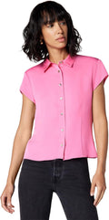 Theory Women's Cap SLV Blouse, Bright Pink, M