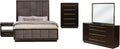 Coaster Home Furnishings Durango Contemporary 5-Piece Bedroom Set Velvet Upholstered California King Size Panel Bed Frame 80-inch Headboard Smoked Peppercorn 223261KW-S5