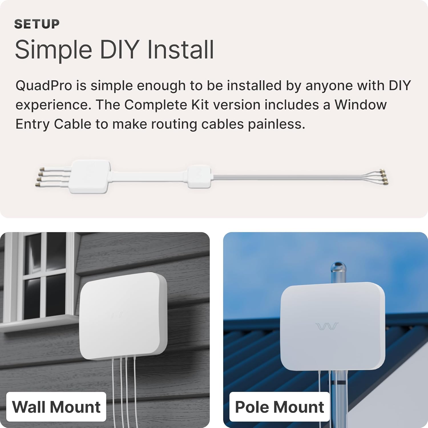 Waveform QuadPro & Lightning Surge Protector Bundle - 4x4 MIMO Panel Antenna for 4G/5G Routers & Gateways for T-Mobile Home Internet, Verizon, AT&T Bundle with FlexMount and LSP