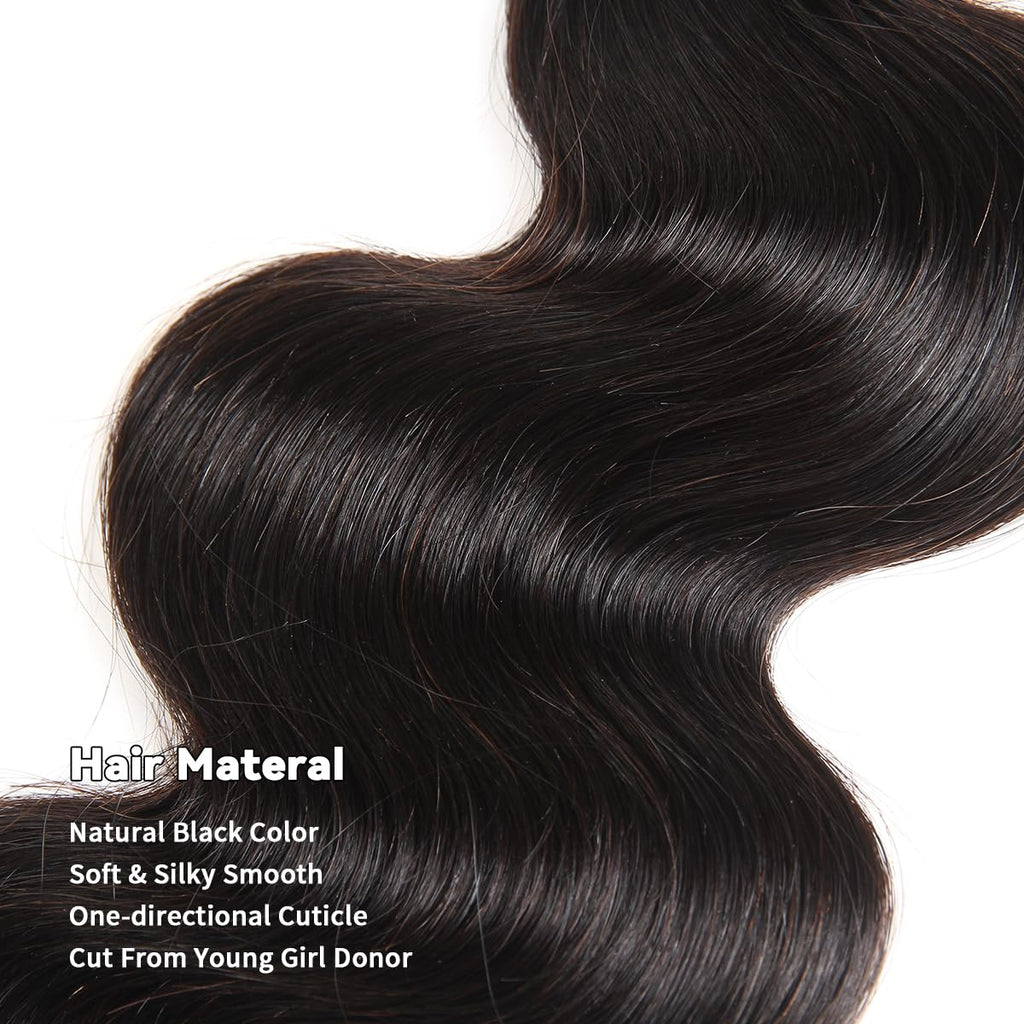 15A Raw Human Hair Bundles Body Wave Human Hair,Triple Lifespan Indian Virgin Hair,No Tangle Shedding,Multiple Washes Keep Texture Silky Soft (4 Bundles Natural Color, 16 16 18 18 Inch)