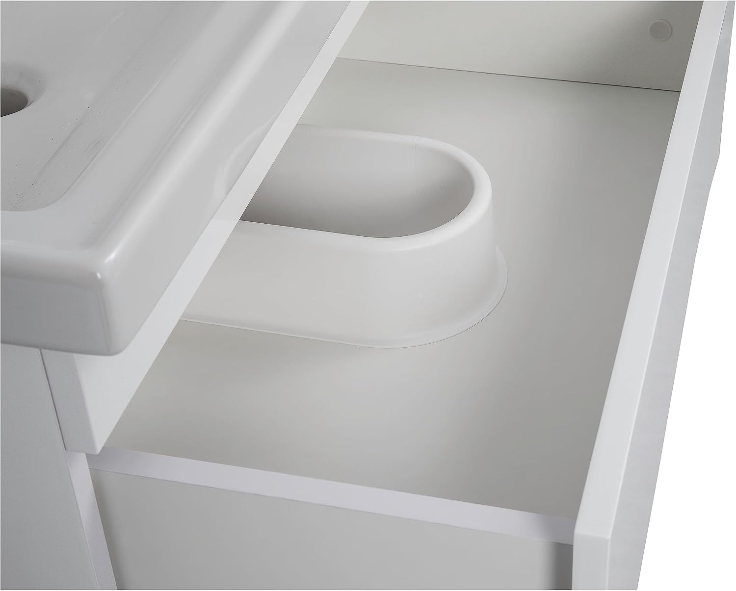 Modern Wall-Mounted Bathroom Vanity with Washbasin | Wave White High Gloss Mirror | Non-Toxic Fire-Resistant MDF-28-Omega Mirror R-line 24'