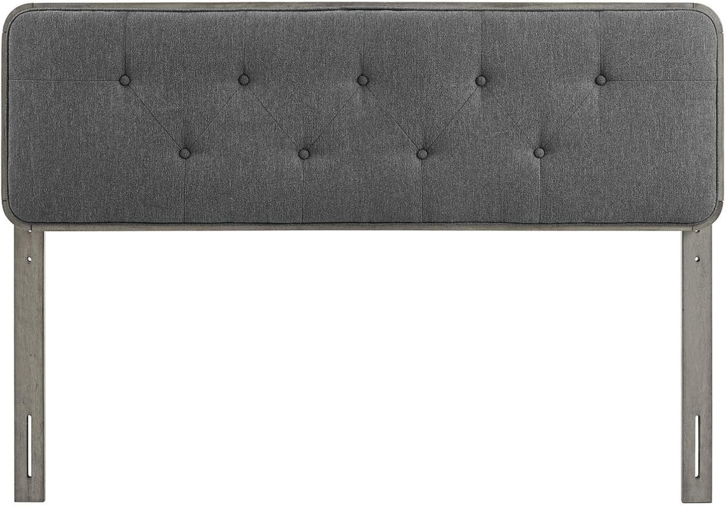 Modway MOD-6235-GRY-CHA Collins Tufted King Fabric and Wood Headboard, Gray Charcoal