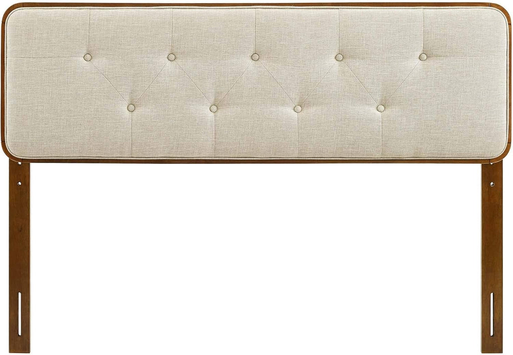 Modway Collins Tufted Twin Fabric and Wood Headboard in Walnut Beige