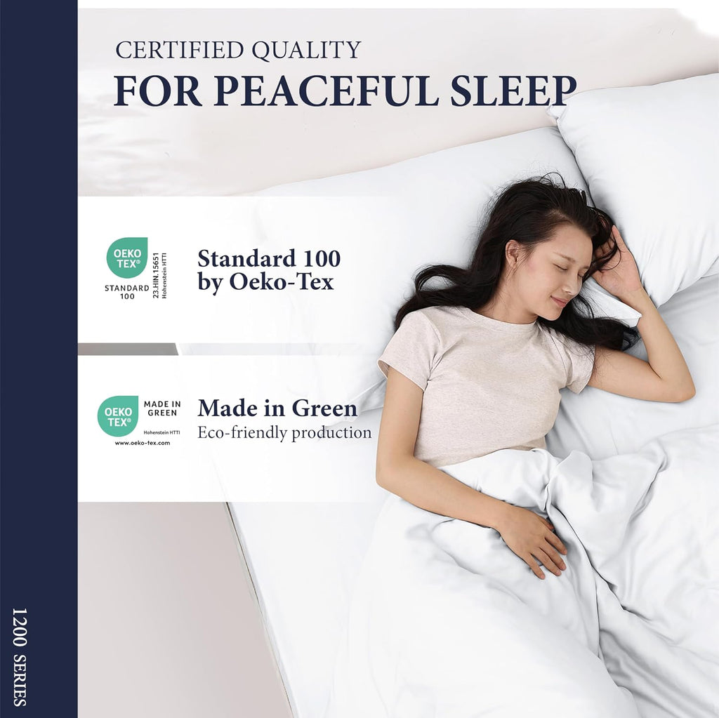100% Egyptian Cotton Sheets California King Size - Luxury 1200 Series Signature Collection Cal King Sheet Set (4 PC, White), Soft Cooling, Sateen Weave, 17' Deep Pocket Bed Set