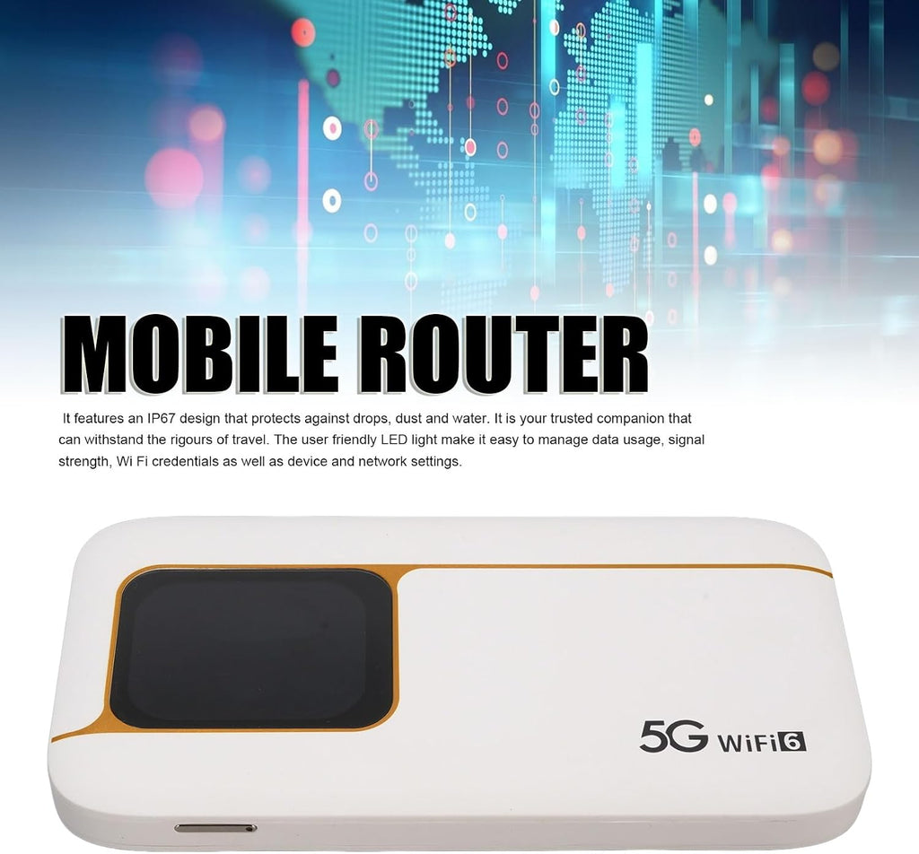 XUMIUZIY 5G WiFi 6 Mobile Hotspot, Portable 5G Cellular Router with Sim Card Slot, 2.77Gbps NR Rate, 16 Connected Devices, 7100mAh Battery, Portable WiFi Device for Travel