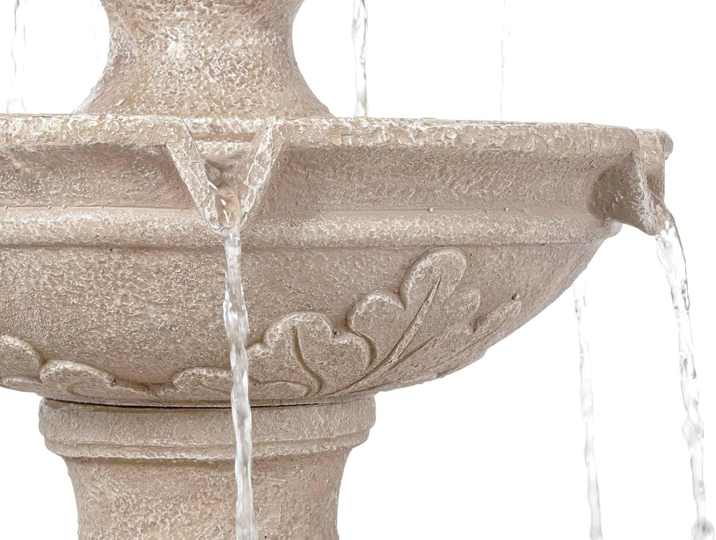 Stafford 48' High Large Traditional Italian Indoor Outdoor Decor Faux Stone Floor Fountain Waterfall 3-Tier Standing Basin Water Feature for Outside Garden Patio Yard Backyard Porch - John Timberland