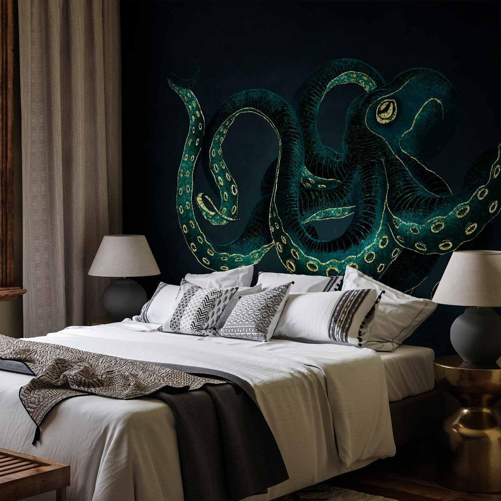 artgeist Premium Wall Mural Ocean 138x101 in - XXL Non-Woven Wallpaper Fleece Wall Decor Photo Print Picture Image Design Underwater Abstract Octopus g-C-10024-a-a