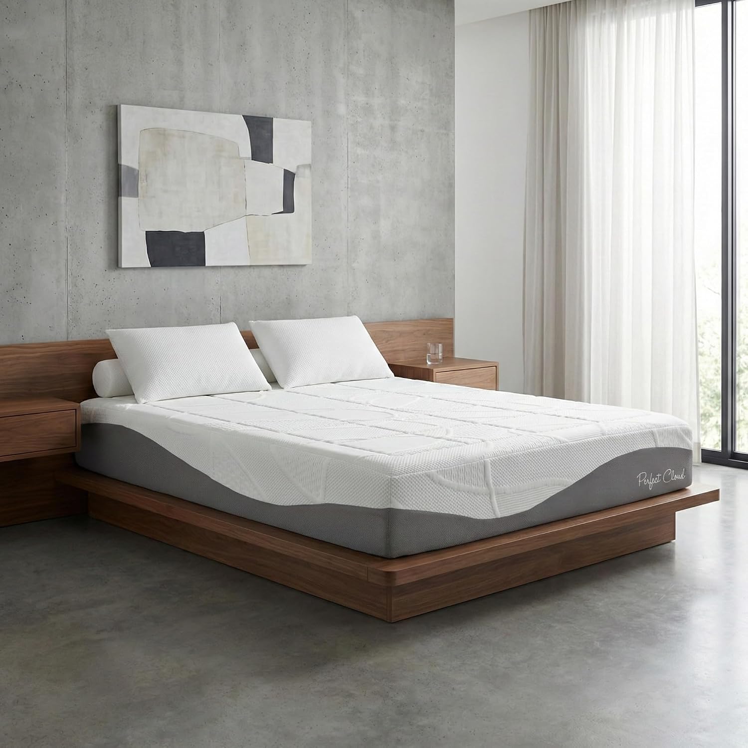 Perfect Cloud Made in The USA Elegance Plush Gel-Infused 12-inch Memory Foam Mattress - Pressure Relieving - Bed-in-a-Box (California King)