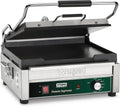 Waring Commercial Panini Press, Flat Cast Iron Plates, 14.5' x 11' Cooking Surface, 570°F Adjustable Thermostat, for Sandwiches up to 3' Thick, Professional Kitchen Grill, 120V, WFG250