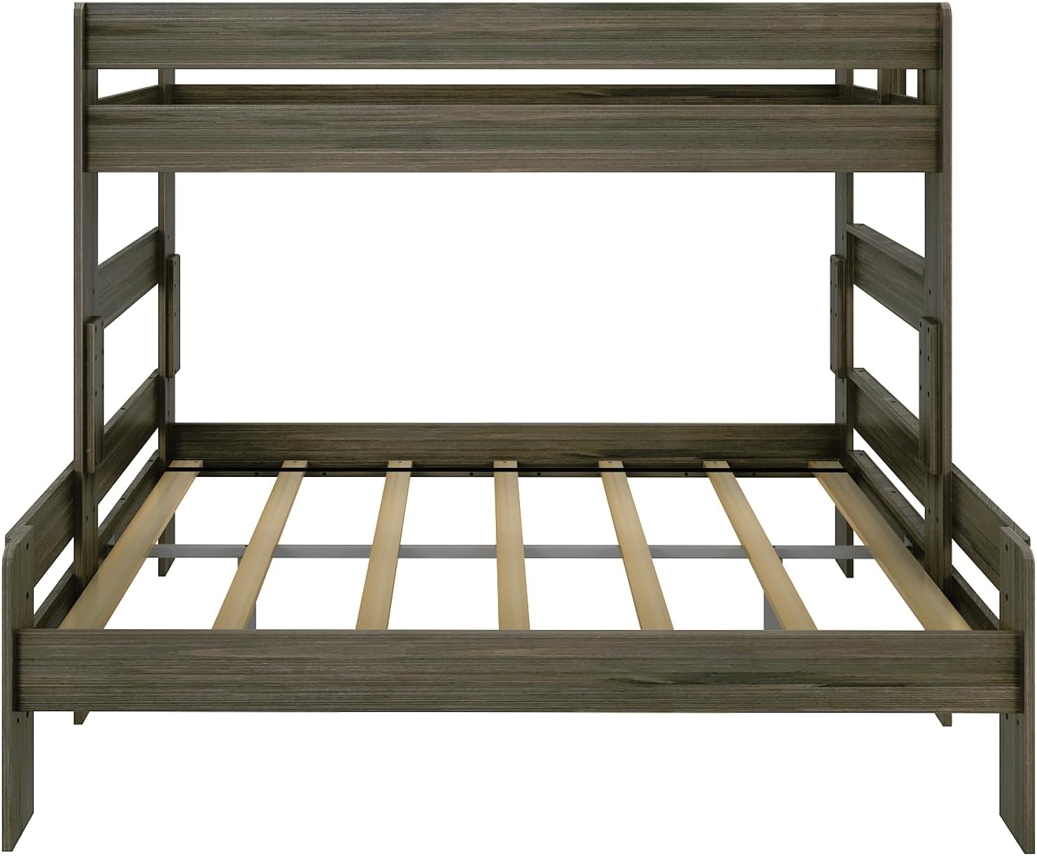 Max & Lily Bunk Bed, Twin XL-Over-Queen Bed Frame For Kids, Solid Wood Bunk Bed for Kids, No Box Spring Needed, Barnwood Brown