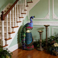 Tankana 32' Peacock Sculpture Waterfall Fountain Indoor with LED Lights, Artistic Colorful Bird Sculpture Waterfall for Living Room, Entryway & Home Office Decor
