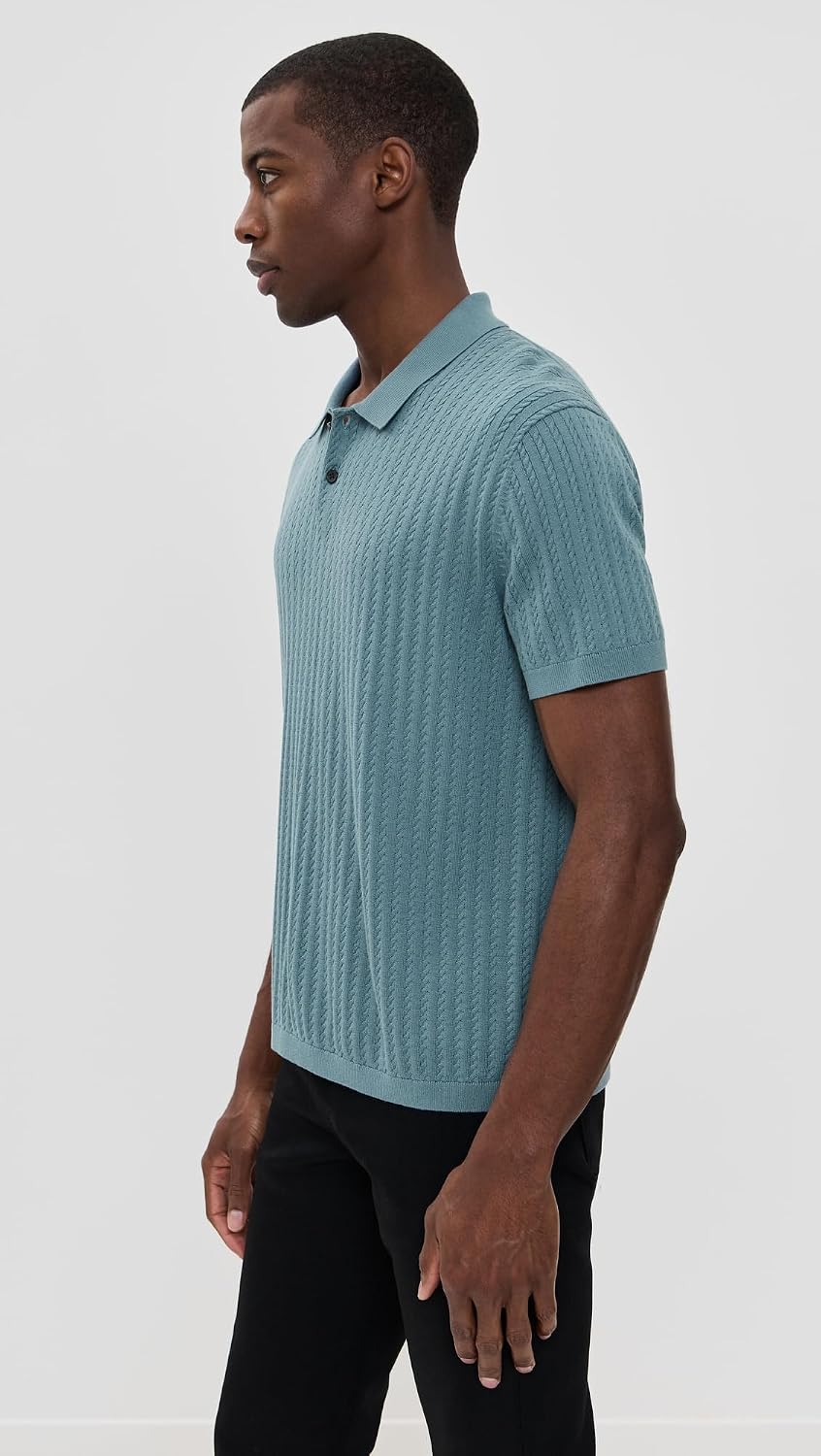 Theory Men's Short Sleeve Cable Polo