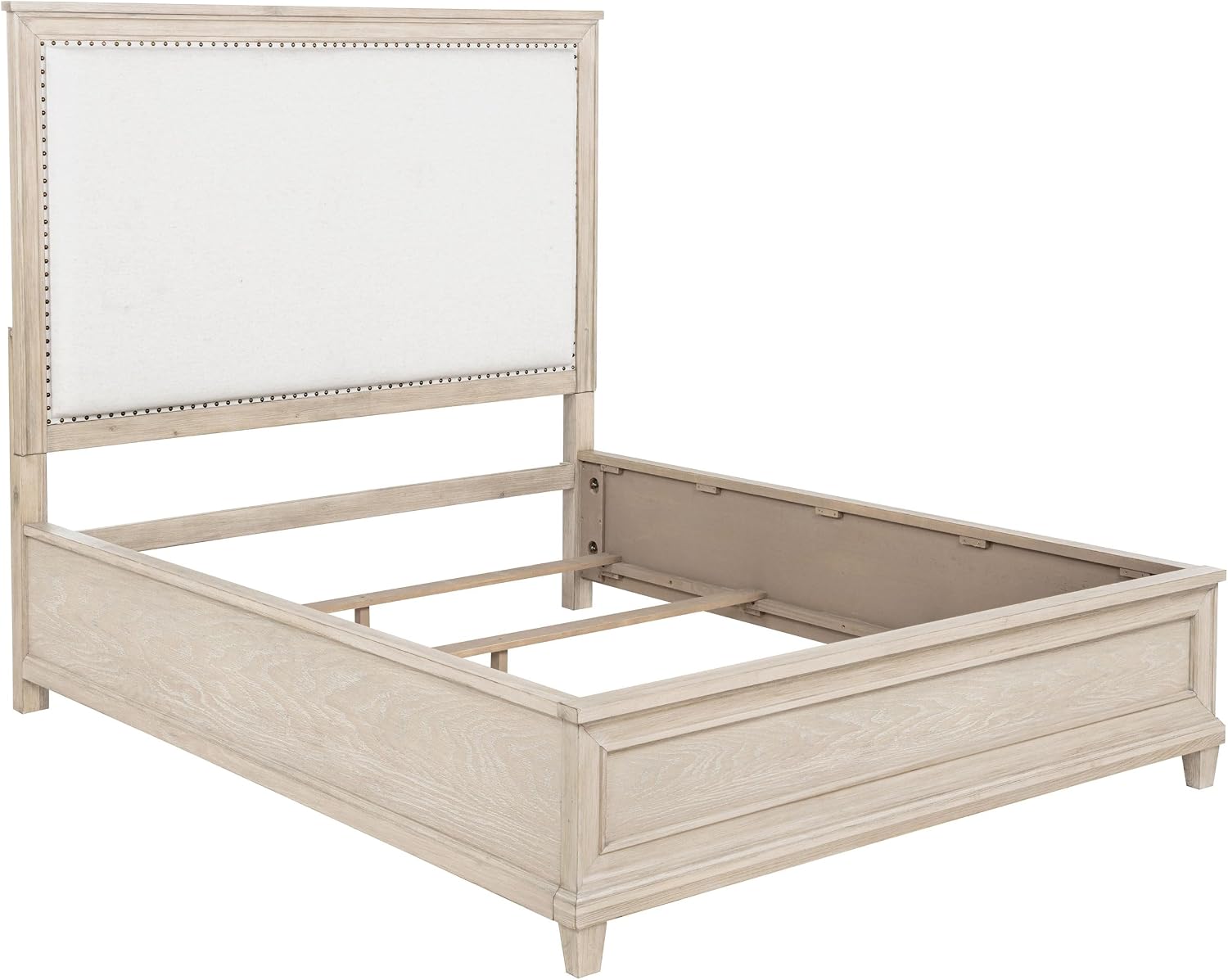 Coaster Home Furnishings - Pembroke - Wood - 5-Piece Bedroom Set with Molding Details, Nailhead Trim, Tapered Legs and Cable Access - Bedroom - Queen Size - Washed Oak - 215921Q-S5