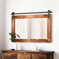 COGOOD Farmhouse Bathroom Mirror - 41' x 30' Rustic Barn Door Mirror for Living Room, Entryway, Bedroom, Vanity Wall Decor (Brown)
