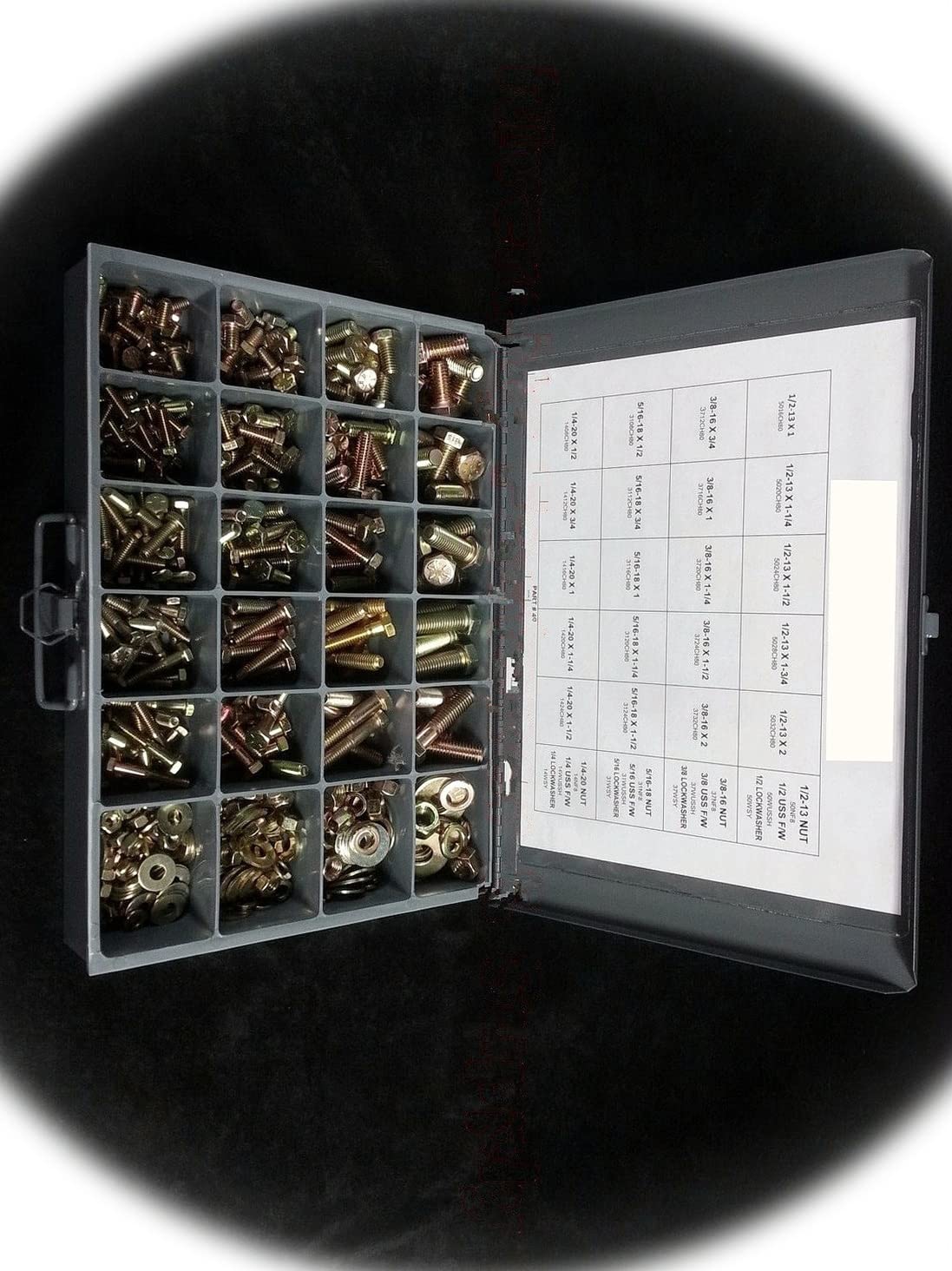 Grade 8 Coarse Thread Hardware Bolt, Nut & Washer 490pc 1/4' inch 5/16' 3/8' & 1/2' Multi-Purpose Comprehensive Hardware Fastener Assortment Kit Cit01204Riv