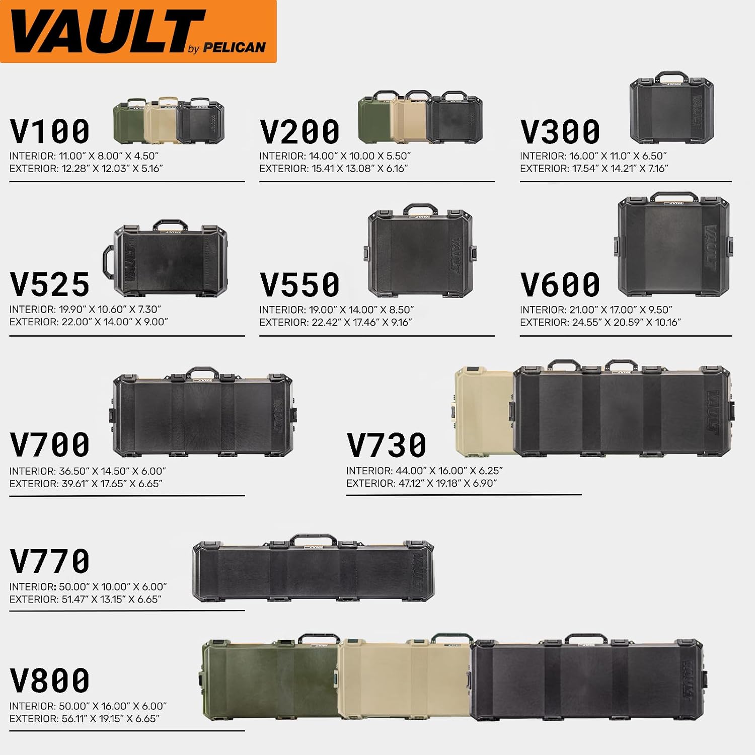 Pelican Vault Long Cases - Hard Case For Camera, Rifle, Gear, Equipment