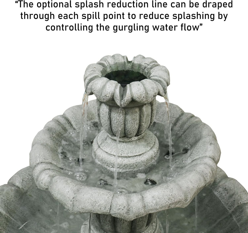 39.3' H Outdoor Floor Water Fountain, 3-Tiers Concrete Water Fountain with Submersible Electric Pump - Garden Cascading Waterfall for Yard Patio Lawn Home Decor
