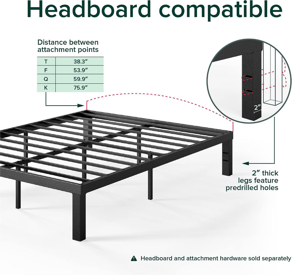 Zinus Luis 14 Inch QuickLock Metal Platform Bed Frame, Mattress Foundation with Steel Slat Support, No Box Spring Needed, Easy Assembly, King