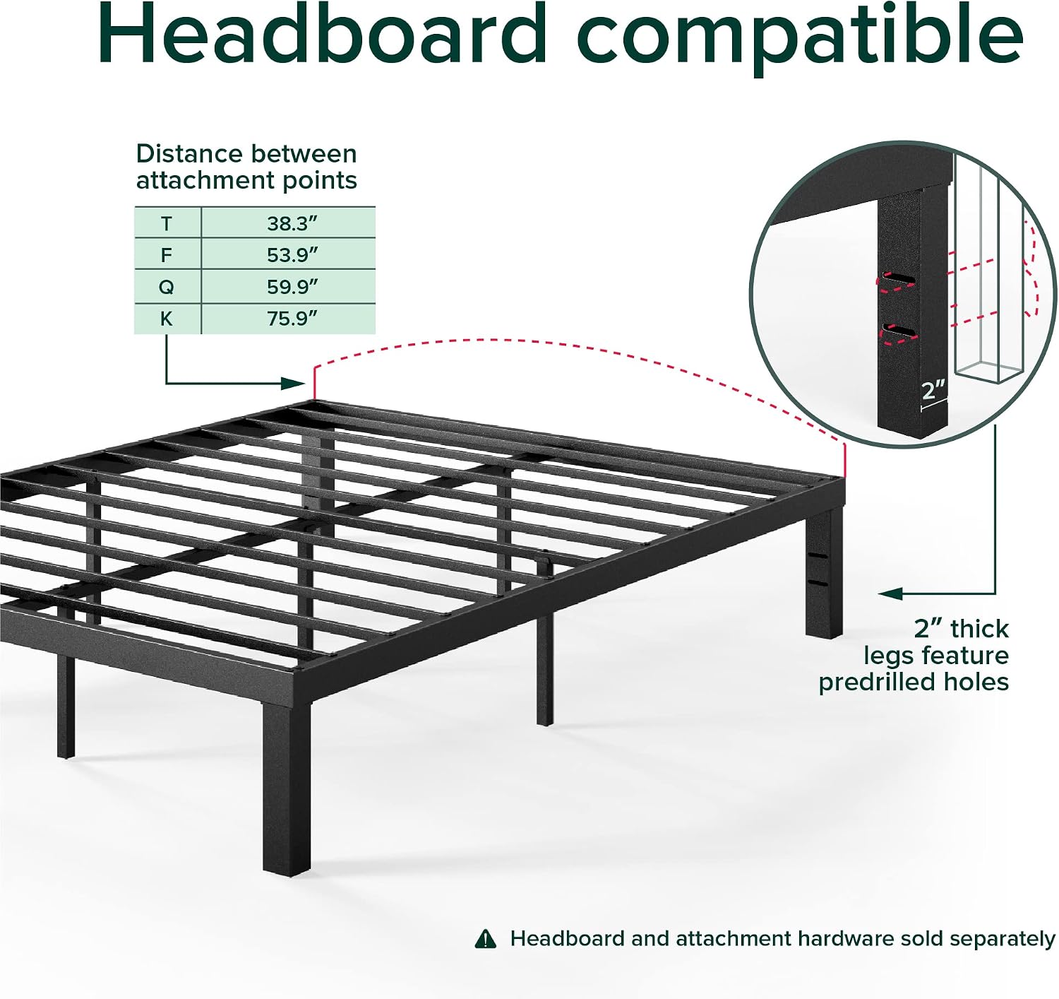 Zinus Luis 14 Inch QuickLock Metal Platform Bed Frame, Mattress Foundation with Steel Slat Support, No Box Spring Needed, Easy Assembly, King