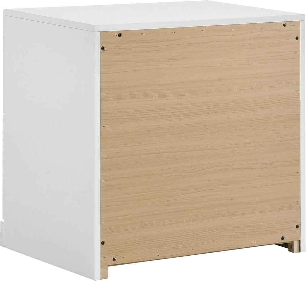 Coaster Home Furnishings - INES - Wood - 5-Piece Bedroom Set with Upholstered Bed and Flat Drawer Fronts - Bedroom - Queen Size - White High Gloss and Navy - 223091NVYQ-S5
