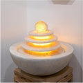 Water Fountain Indoor, Indoor Water Fountains Tabletop w/LED, Desktop Waterfall Fountain w/Water Pump, Lucky Ball Water Ornaments, Modern Light Luxury Living Room Rockery Fountain Landscape(White)