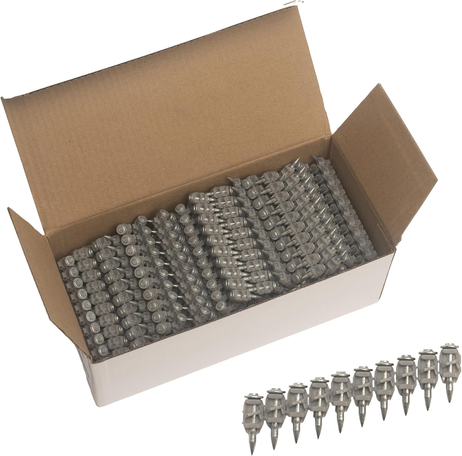 1000x Collated Concrete Nails 5/8''-16mm, 3/4''-19mm, 7/8''-22mm, 1''-25mm,1 1/16''-27mm,1 1/4''-32mm,500x 1 1/2''-38mm,or 200x Plastic Cable Trunking Fastener -for Hilti only B4 MX,BX4 (7/8'' (22mm))
