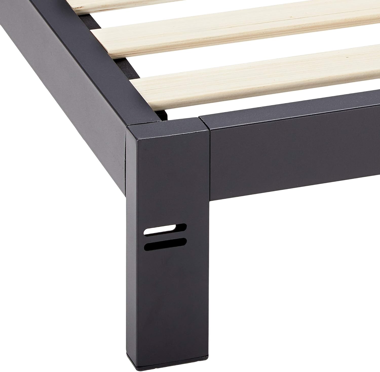 Mellow 10 inch Heavy Duty Metal Platform Bed/Wooden Slat Support/Mattress Foundation(No Box Spring Needed), Full, Black