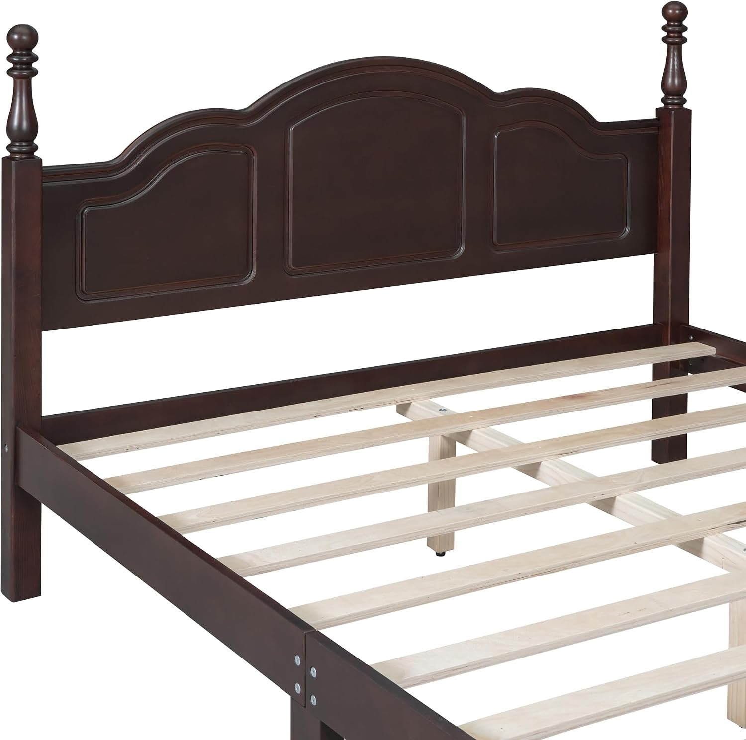 VilroCaz Retro Design 3-Pieces Bedroom Sets, Queen Size Wood Platform Bed and 2 Nightstands with 2 Drawers and Sturdy Slats Support for Adults Bedroom (Queen, Dark Walnut)
