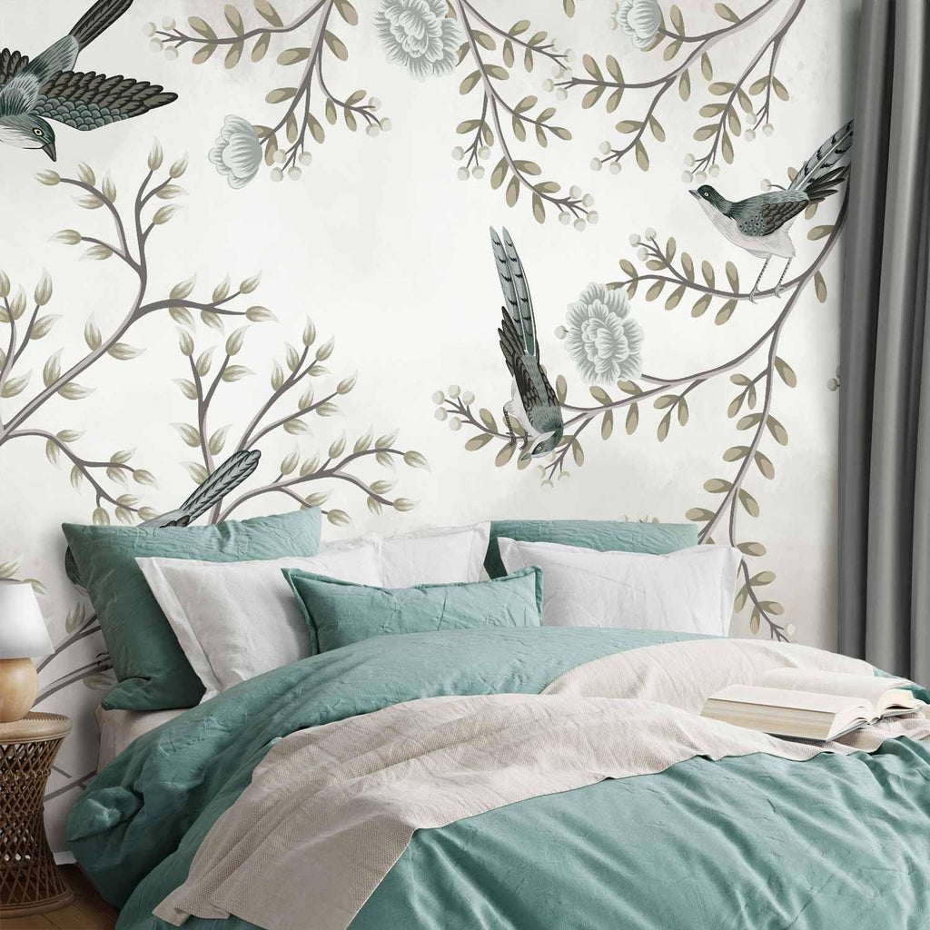 artgeist Premium Wall Mural Bird 157x110 in - Non-Woven Wallpaper Fleece Wall Decor Photo Print Picture Image Design Tree Flowers Nature b-C-10064-a-b
