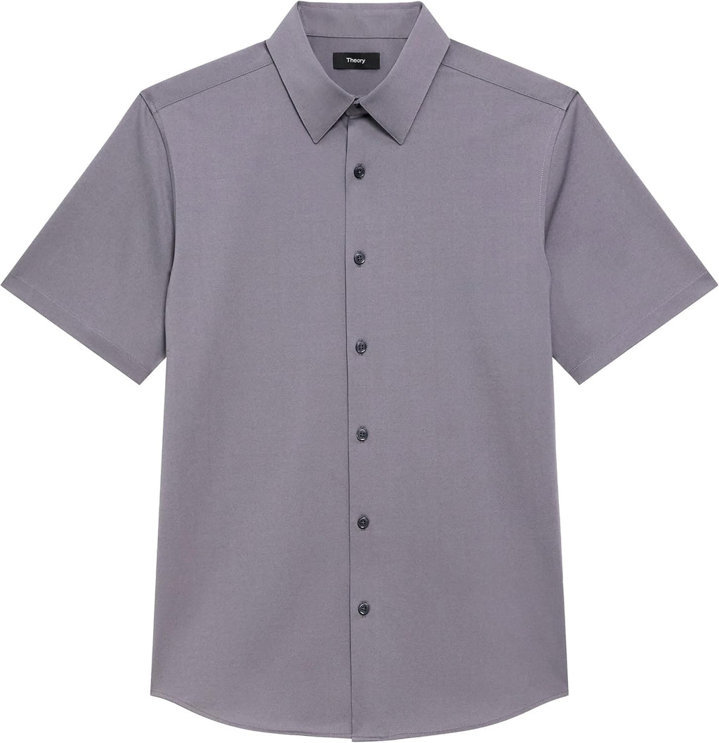 Theory Men's Theory Men's Irving Short Sleeve Button Down Woven in Structure Knit