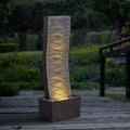 Curved Outdoor Waterfall Fountain, 36.2' Elegant Outdoor Water Fountain with LED Lights for Patio, Garden, Backyard, Modern Large Relaxing Water Feature (24382)