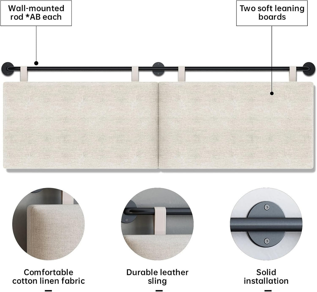 Headboard for King Size Bed, Wall Mounted Headboard with Fine Linen Upholstery and Button Tufting, Adjustable Heigh Head Board for Bedroom (Beige, King)