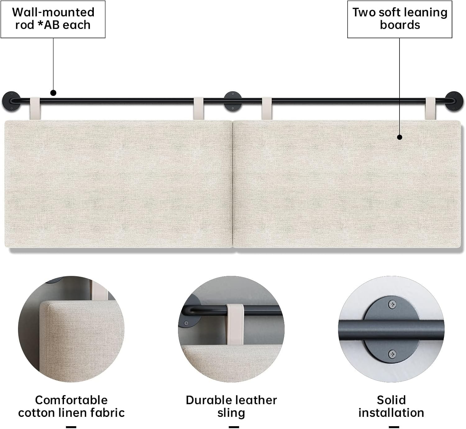 Headboard for King Size Bed, Wall Mounted Headboard with Fine Linen Upholstery and Button Tufting, Adjustable Heigh Head Board for Bedroom (Beige, King)