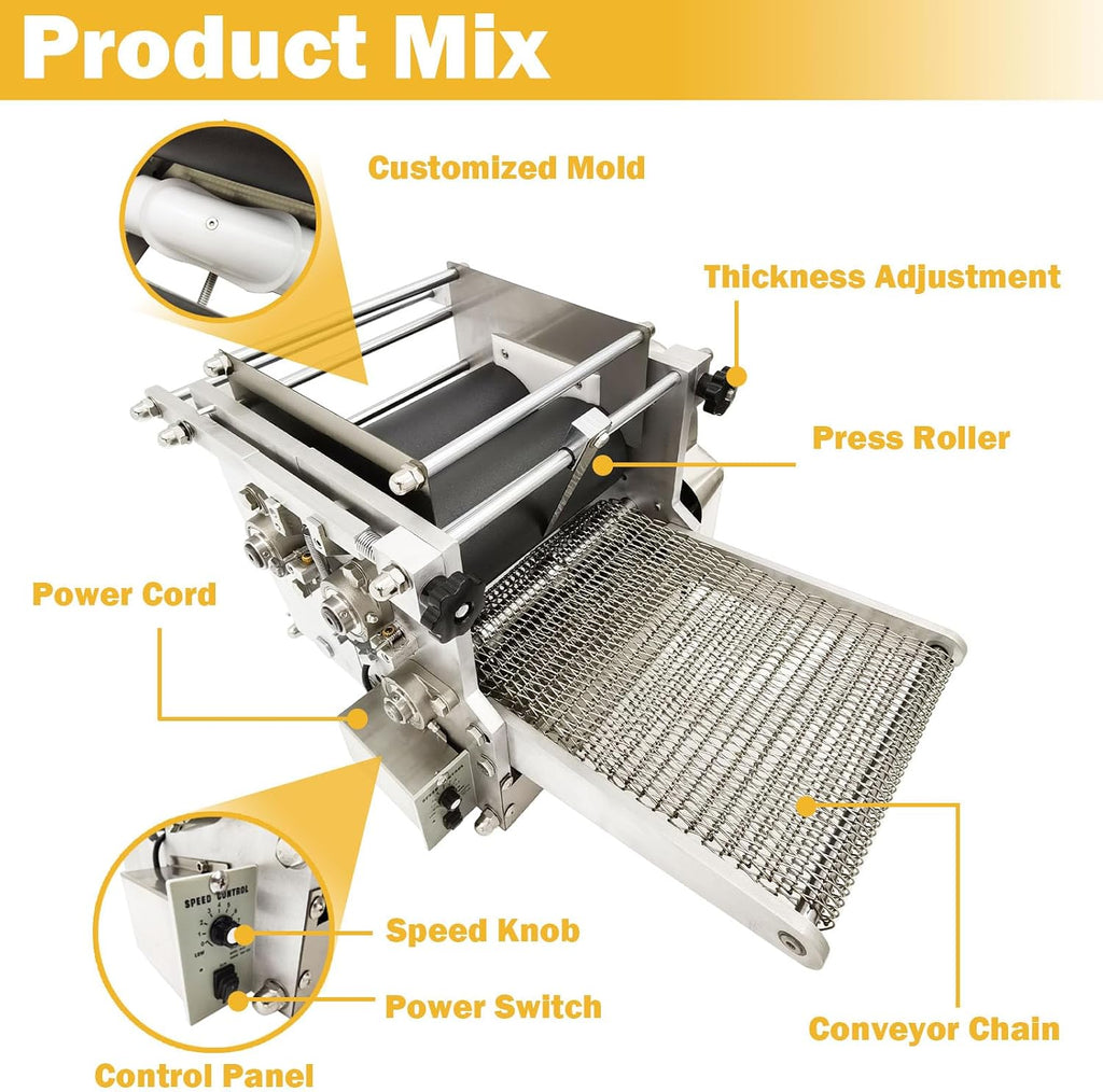 TECHTONGDA Electric Tortilla Press 4-5/8' Commercial Tortilla Tacos Maker Automatic Mexico Corn Tortilla Making Machine Heavy Duty Chapatti Machine 1500-2000pcs/h