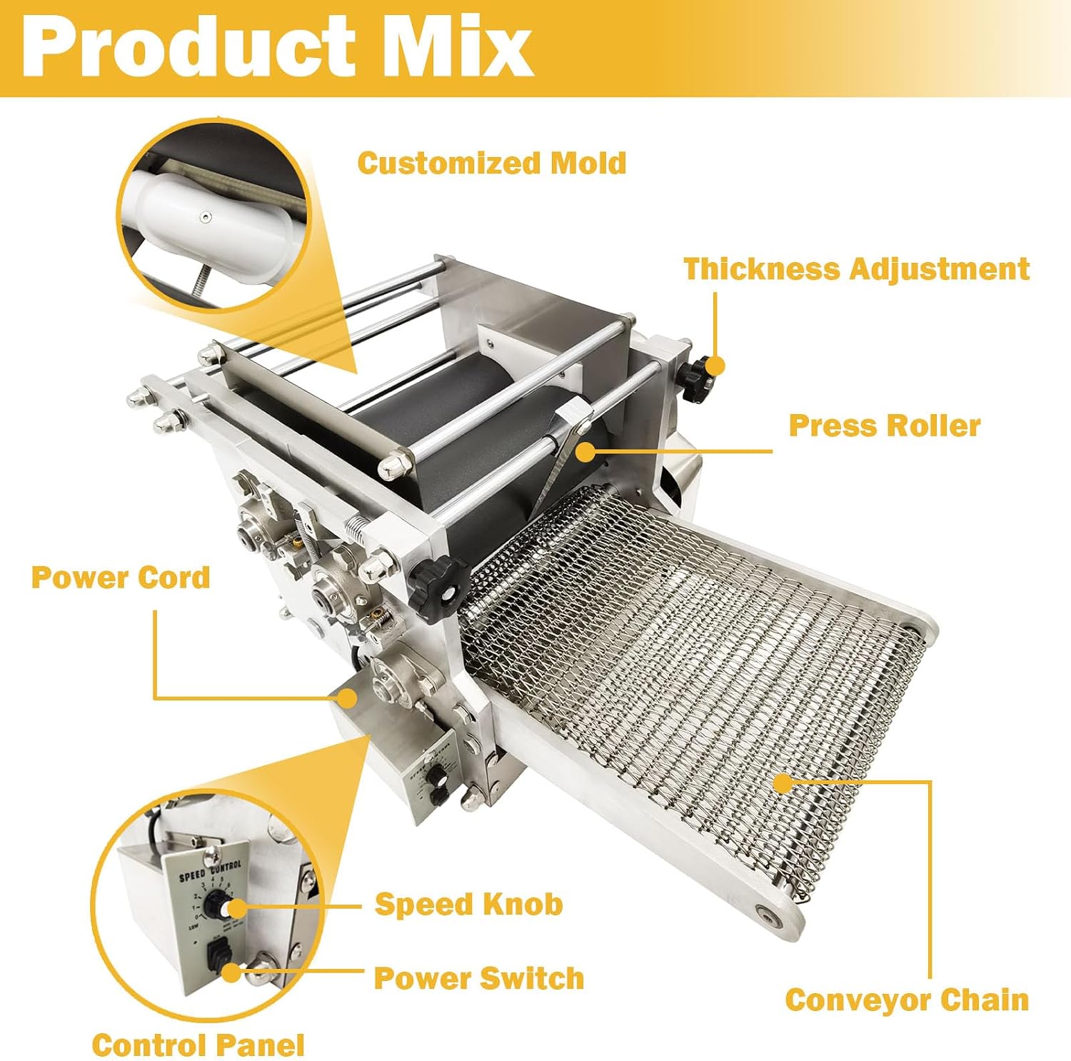 TECHTONGDA Electric Tortilla Press 4-5/8' Commercial Tortilla Tacos Maker Automatic Mexico Corn Tortilla Making Machine Heavy Duty Chapatti Machine 1500-2000pcs/h