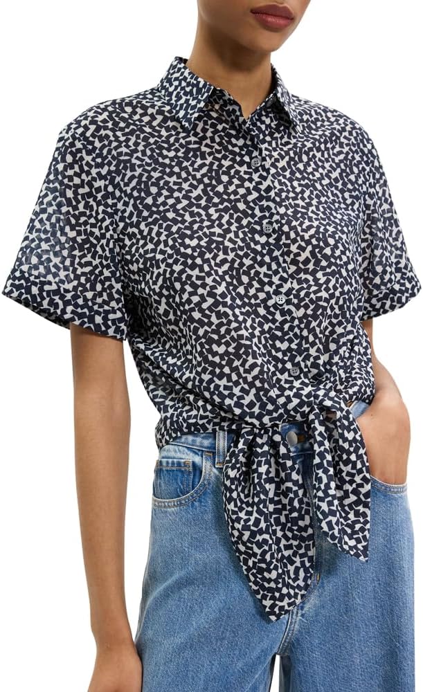 Theory Women's Tie Front Ss Bl