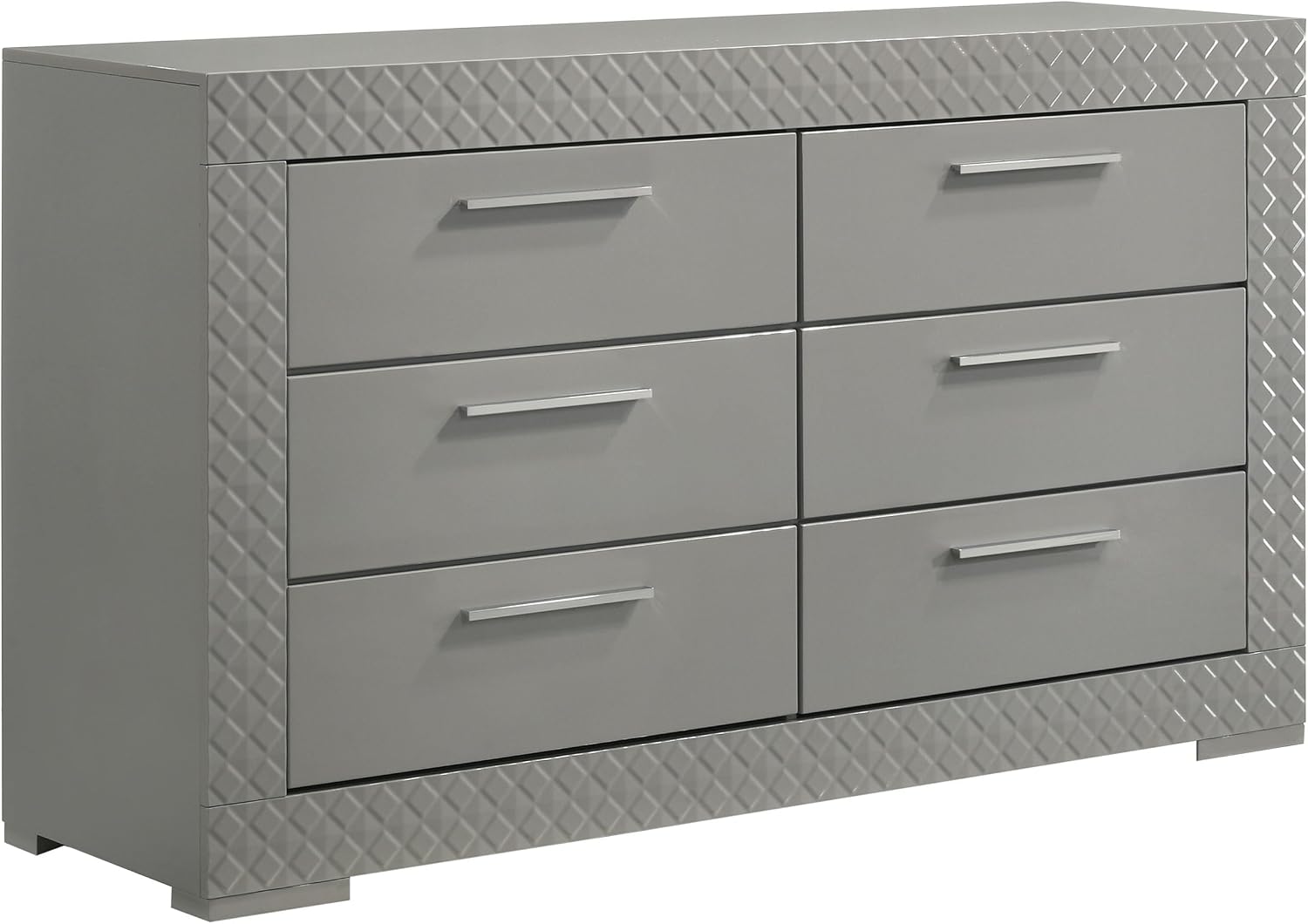 Coaster Home Furnishings Ives Contemporary 5-Piece Bedroom Set Queen Size LED Panel Bed Frame 57-inch Headboard Grey High Gloss 224971Q-S5