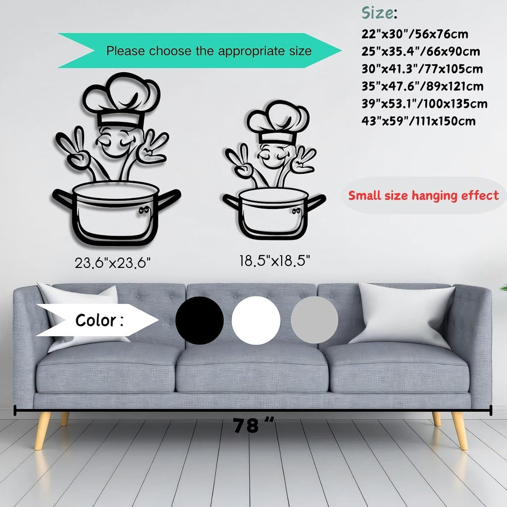 KingGenius Kitchen Metal Wall Art,Chef Restaurant Wall Decor,Home Kitchen Gifts (Black, 22'x30'/56x76cm, Metal Wall Art)