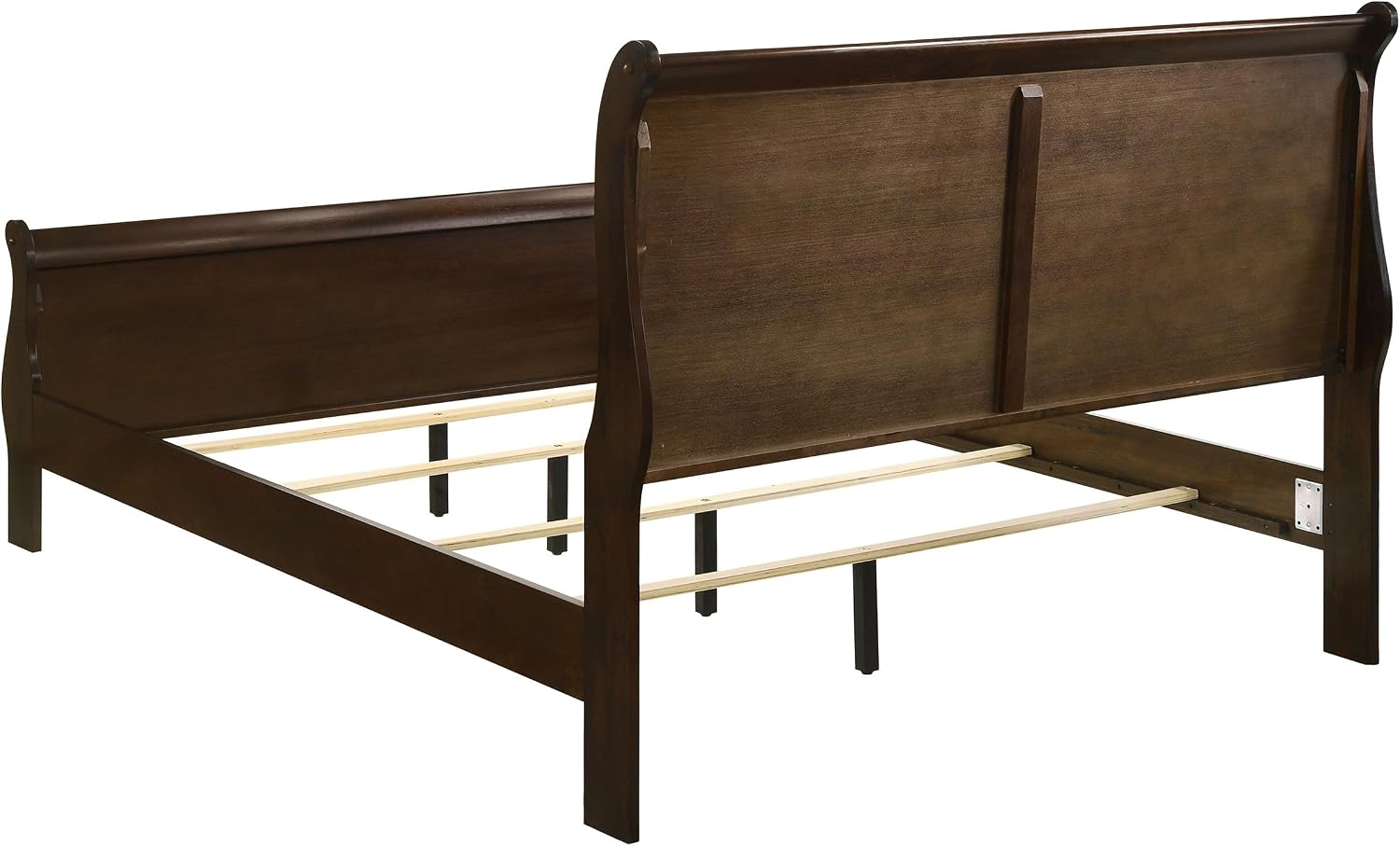 Coaster Home Furnishings Louis Philippe 4-piece Bedroom Set Full Size Traditional Wooden Sleigh Bed Frame 47-Inch Panel Headboard Nightstand Dresser and Mirror Cappuccino Brown 202411F-S4