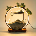 Indoor Tabletop Water Fountain - Round LED Light, Table Fish Tank, Mist Maker, Backflow Incense Burner, Indoor Zen Relaxation for Home Office Bedroom Living Room Decor
