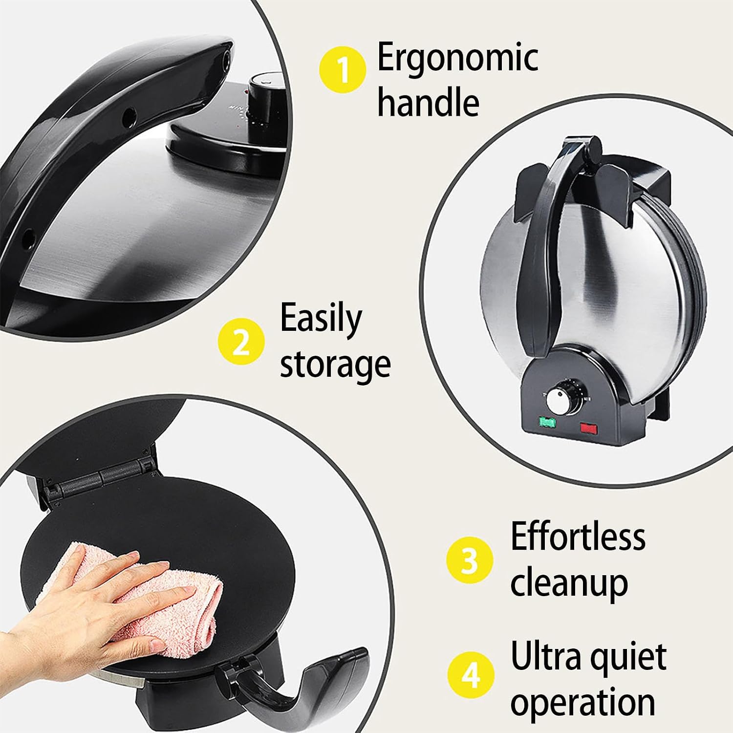 Roti Maker Machine, Electric Tortilla Machine, with Dual Surface Heating, Non Stick Plates, Adjustable Temperature, for Pancakes, Pizza, Quesadillas