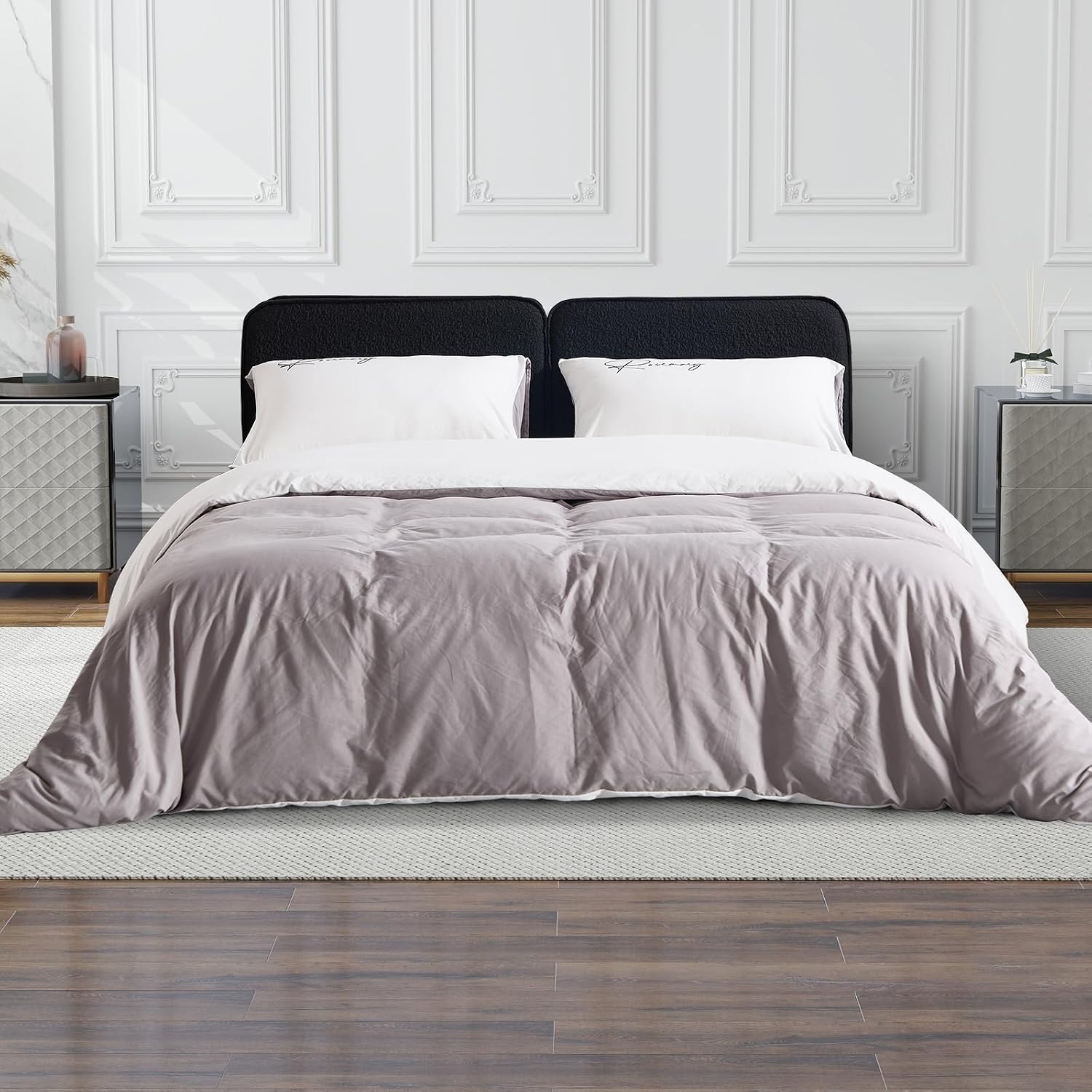 CANMOV Queen Size All-in-one Fully Compressed Sponge Bed Frame, Modern Floor Bed with Breathable Memory Foam Mattress & Headboard, Medium Firm Support, No Assembly Required, Black