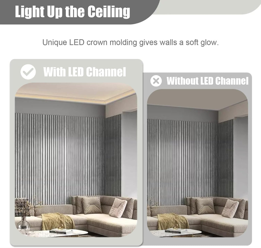 LED Light Channel Rectangular Skirting, Ceiling Wall Decoration Lighting Crown Moulding, 4/4.7/5.9/7.9'Widths Available - LED Lighting Trim (W12cm/4.7') - 1.5m/4.9ft Length